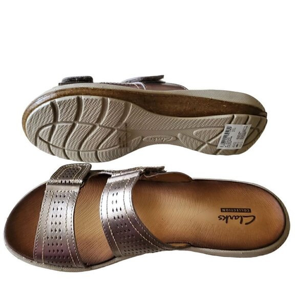 Clarks Pewter Slip On Sandals, Woman's Sandals NIB - Picture 3 of 3